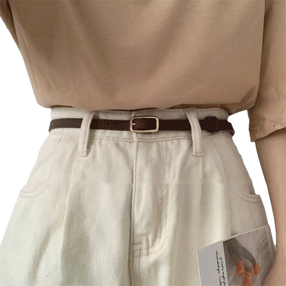 Rétro français ceinture en cuir PU unisexe ceintures boucle