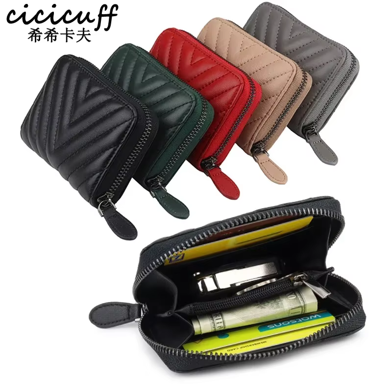 Portefeuille en cuir véritable pour femmes, porte-monnaie de marque de styliste en peau de mouton souple, Mini porte-monnaie de poche