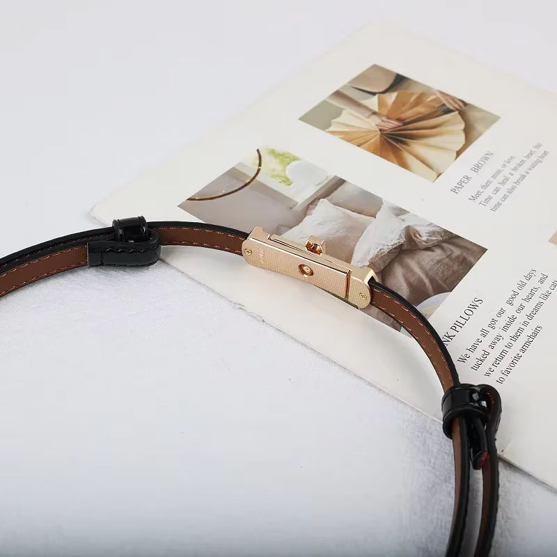 Ceinture en cuir simple et élégante pour femme, sans perforation, pour rehausser la taille, s'accorde aux jupes, texture de qualité, avec boucle à insertion
