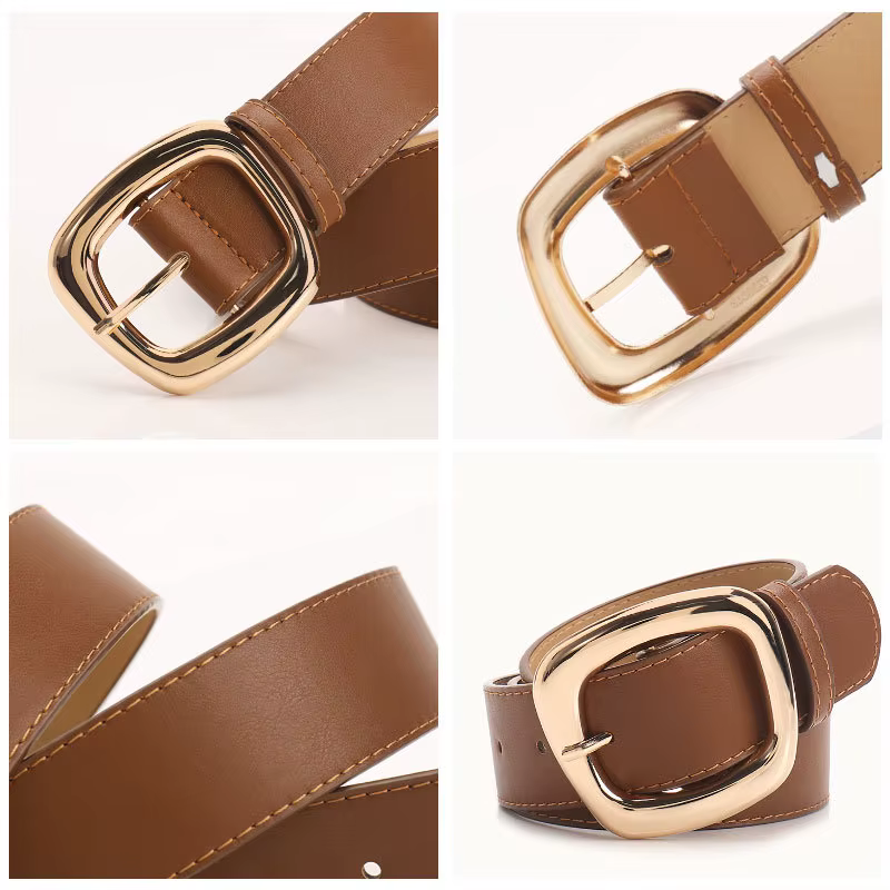 Ceinture large à boucle trapézoïdale polyvalente pour femmes