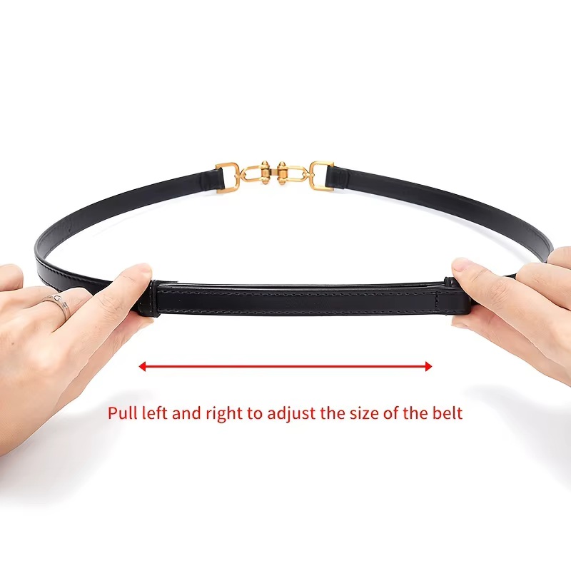 Ceinture fine en cuir véritable pour femme