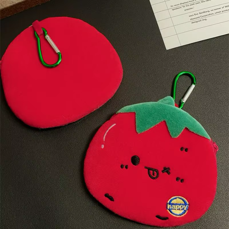 Porte-monnaie en peluche tomate