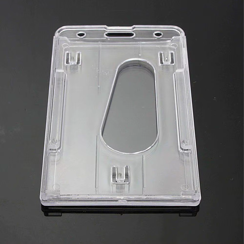 Porte-cartes de crédit transparent vertical en plastique rigide de haute qualité