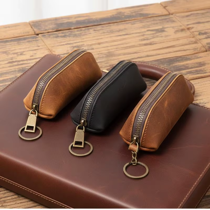Porte-monnaie vintage avec fermeture éclair, design rétro, pour cartes de crédit et clés, sac organisateur polyvalent