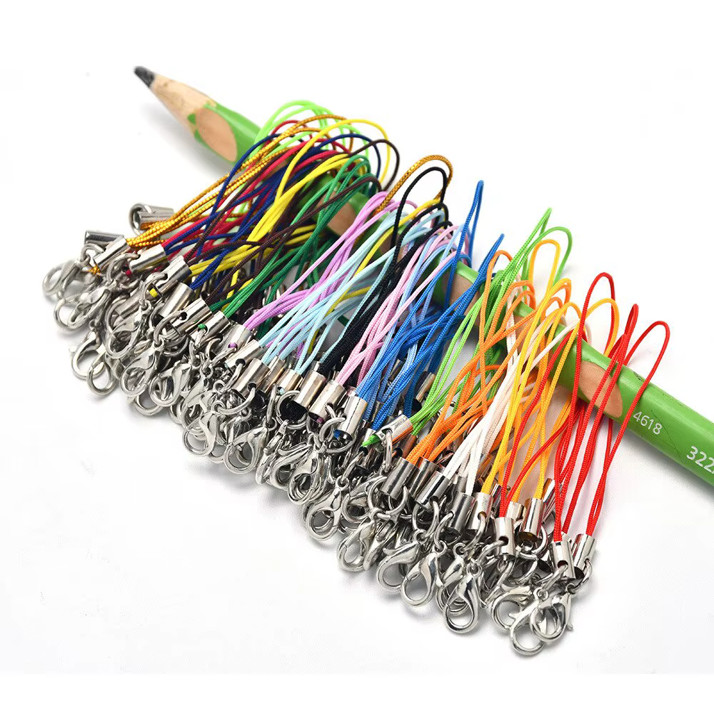 100 pièces lanière en Polyester anneau unique fermoir à homard corde porte-clés crochets sangle de téléphone portable accessoires porte-clés