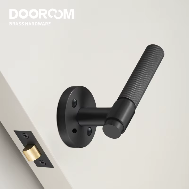 DOOROOM – ensemble de serrures de porte à rayures de Passage de confidentialité en laiton, norme américaine pour 2-1/8 pouces, panneau rond en option, or, noir, Bronze Antique
