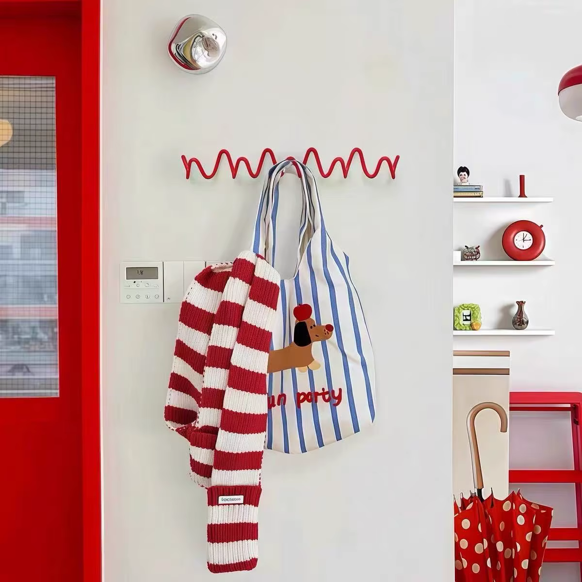Porte-manteau mural, crochets muraux décoratifs en forme de vague, crochets multi-usages pour manteau, chapeau, sac, parapluie, support métallique robuste