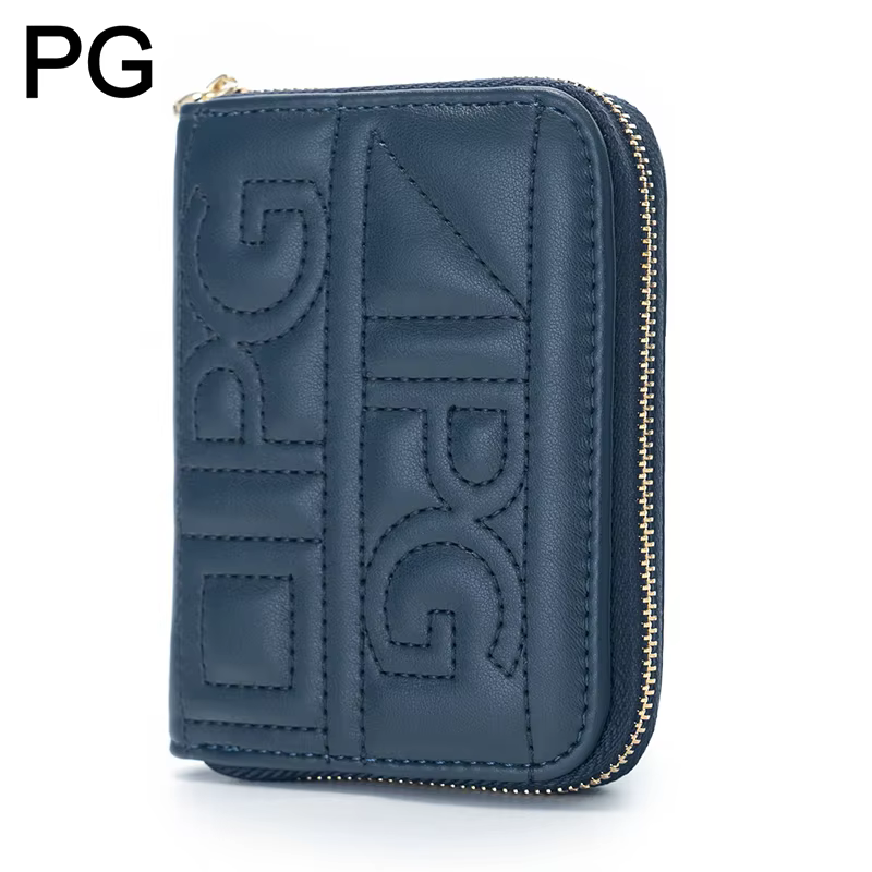 Portefeuille court matelassé à fermeture éclair PG pour femme