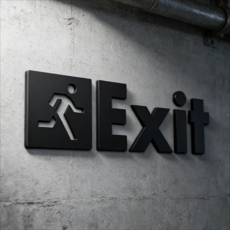 Panneau de signalisation de sortie - Décoration de porte autocollante en acrylique découpée au laser 3D, cadeau de Noël et du Nouvel An