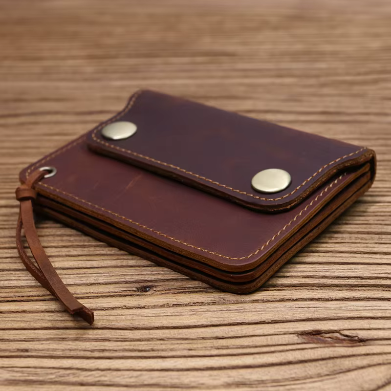 100% portefeuille en cuir véritable pour hommes marque masculine Vintage fait à la main court petit porte-monnaie