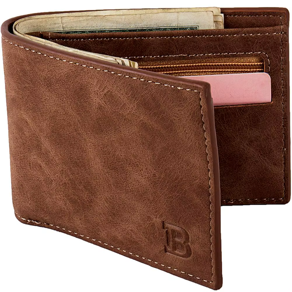 Baborry hommes portefeuilles mince portefeuille avec sac à monnaie fermeture éclair nouveau Design Dollar