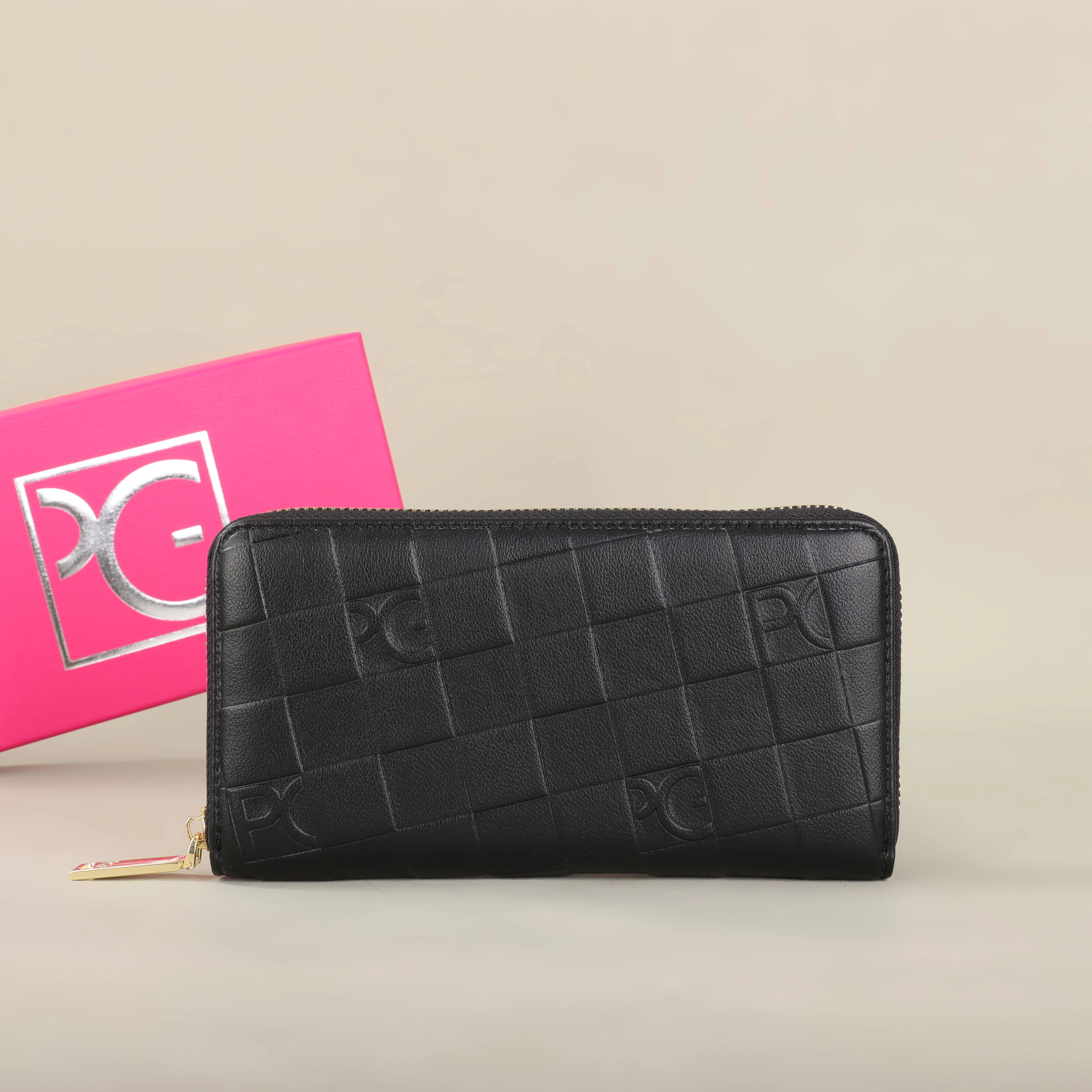 PG PATSY GARIS Portefeuille pour femme, grande capacité, porte-cartes rectangulaire avec fermeture éclair pour soirée