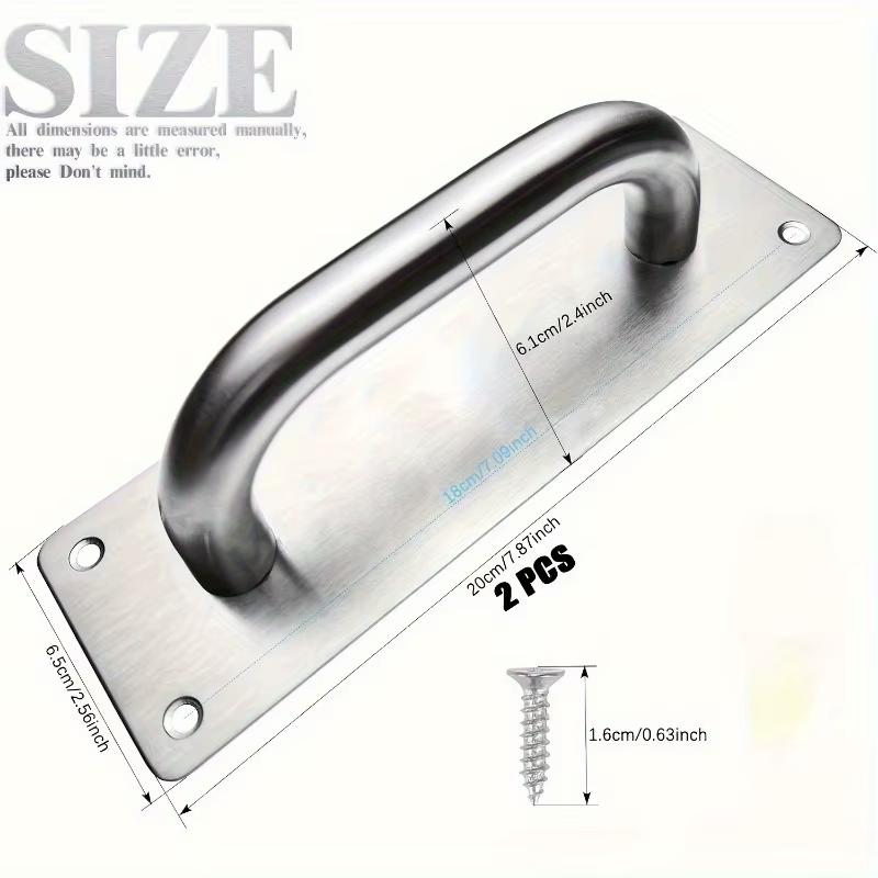 Poignée de porte coulissante de Style moderne, support en acier inoxydable argenté, placard de grange pour portes coulissantes, Base large pour une poignée améliorée