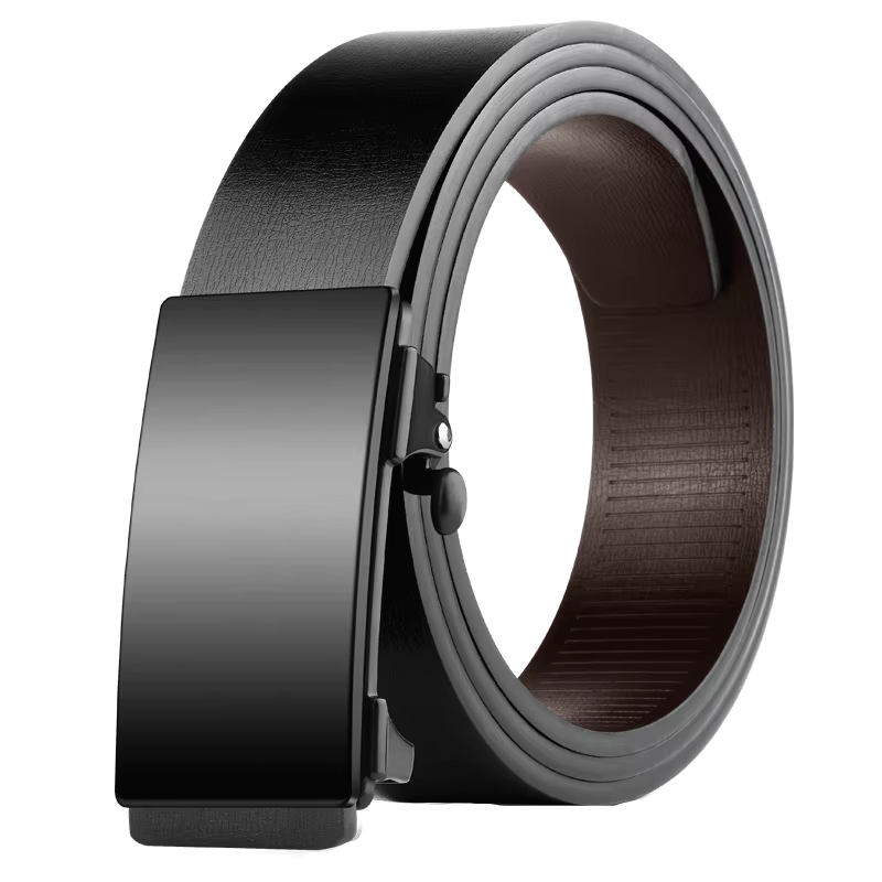 DINISITON hommes ceinture en cuir noir métal sans dents boucle automatique affaires décontracté