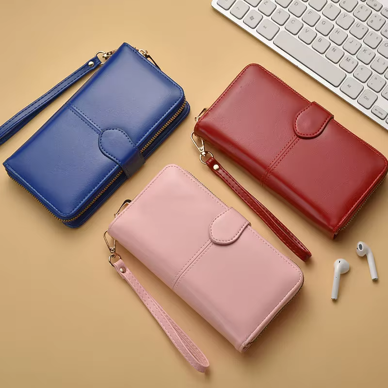 Vintage 2025 femmes portefeuille grande capacité Multi fentes pour cartes sac à main monnaie poche couleur unie sac
