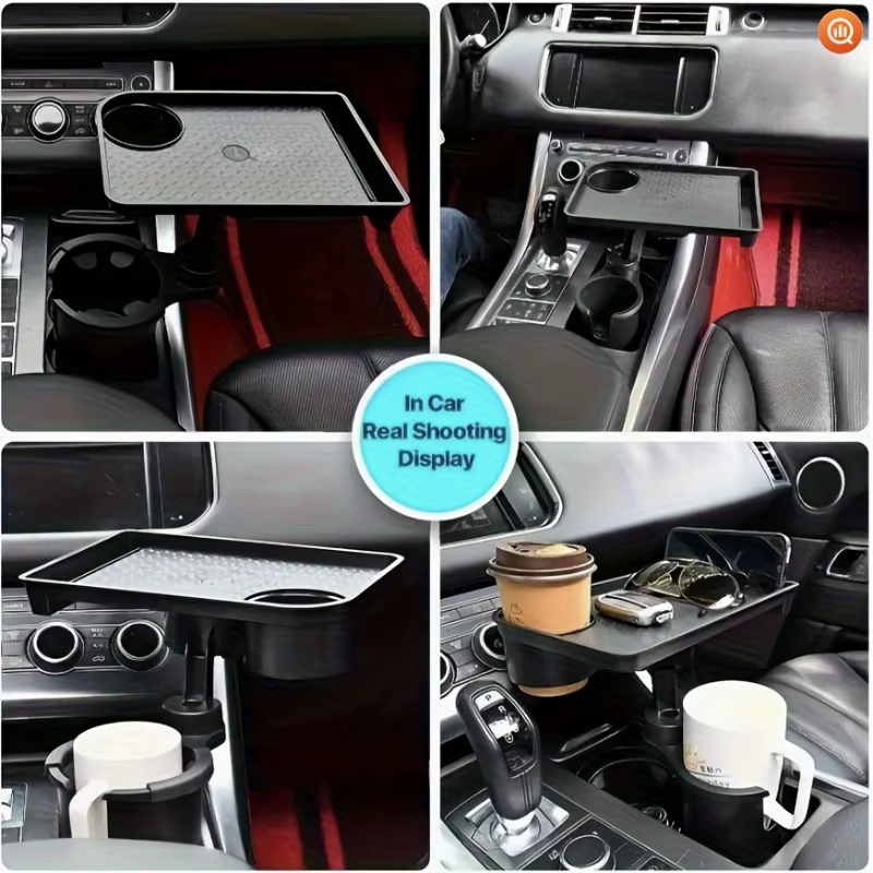 Organisateur de plateaux de voiture stable! Porte-gobelet et plateau multifonctionnels avec double emplacement et espace de rangement