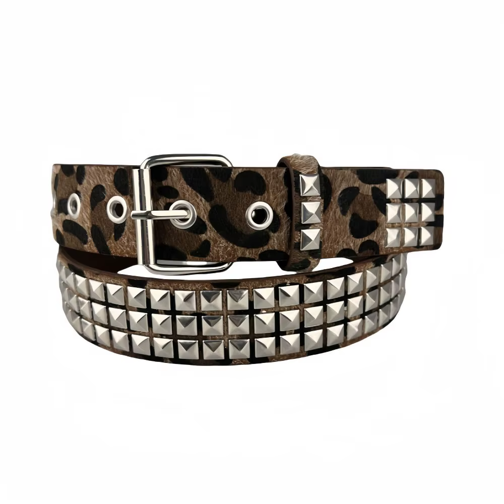 Ceinture à rivets en perles carrées, pyramide en métal pour hommes et femmes, matériel Punk, ceinture en jean Y2K, ceinture de styliste pour femmes