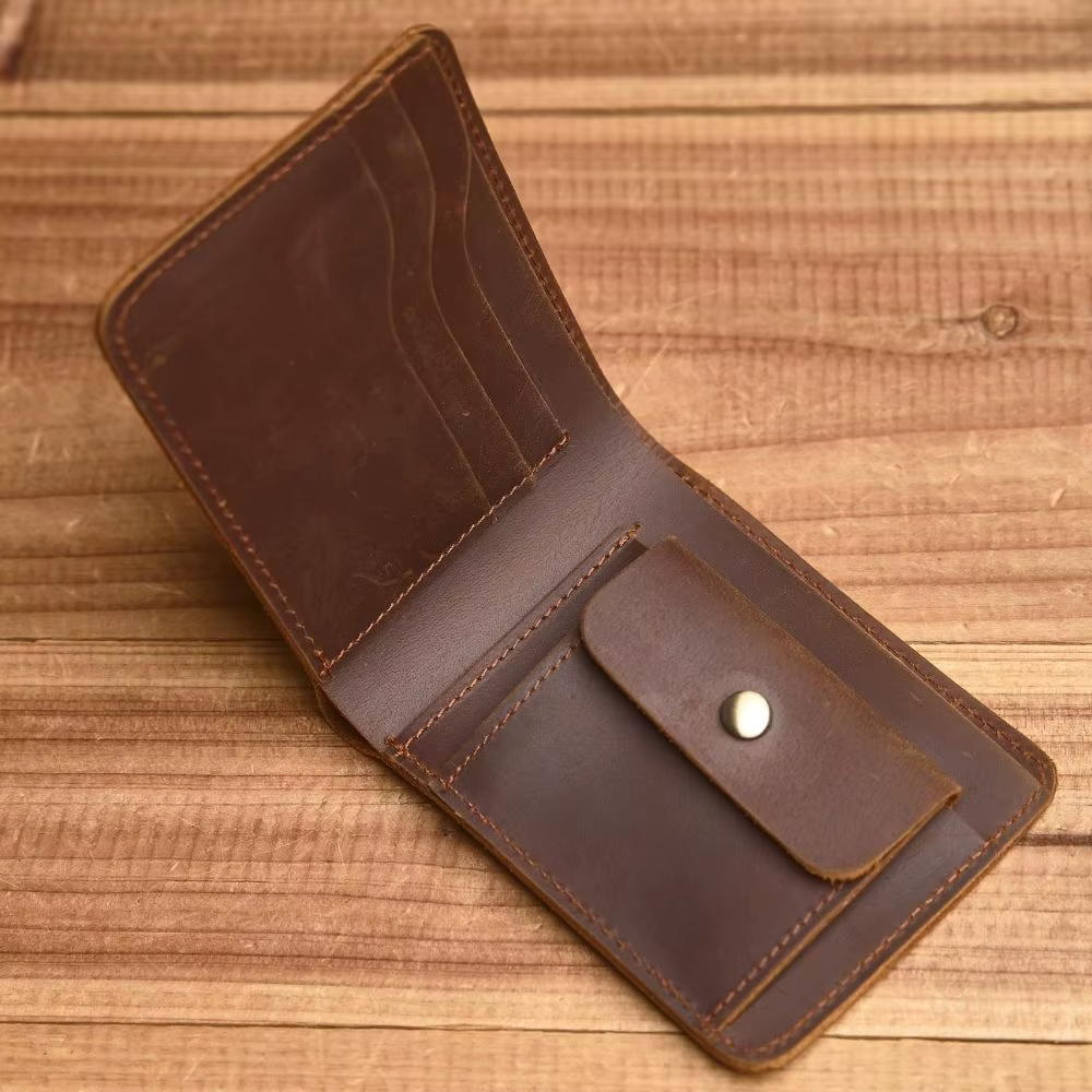 Portefeuille court ZRCX avec poche à monnaie, en cuir véritable