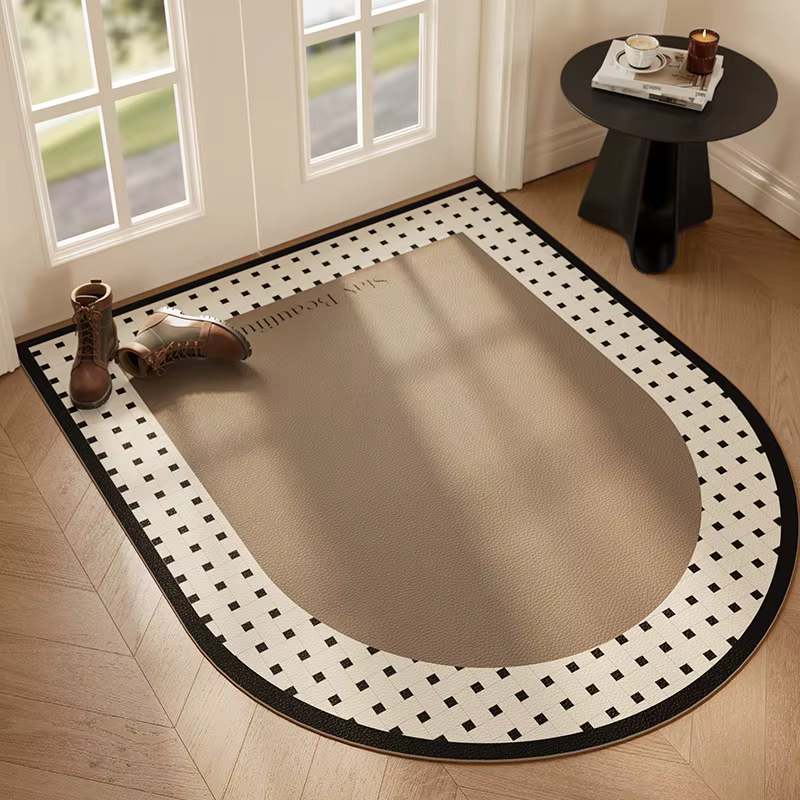 Tapis de porte d'entrée antidérapant, résistant à la saleté, sans lavage, minimaliste, semi-circulaire, pour porche, bienvenue, décoration de maison