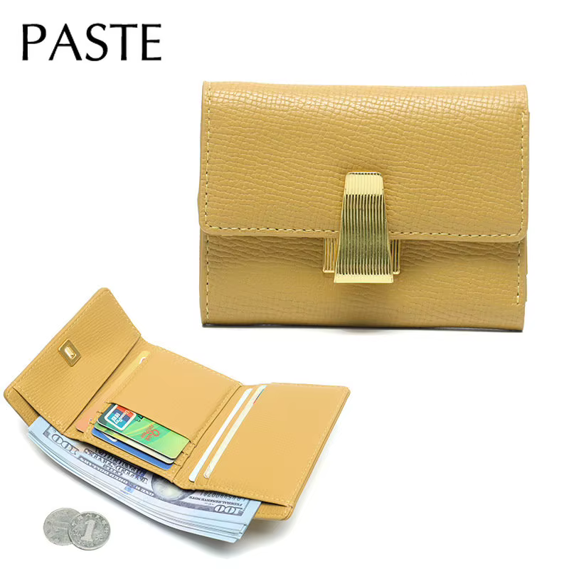 Portefeuille court en cuir de vache pour femme