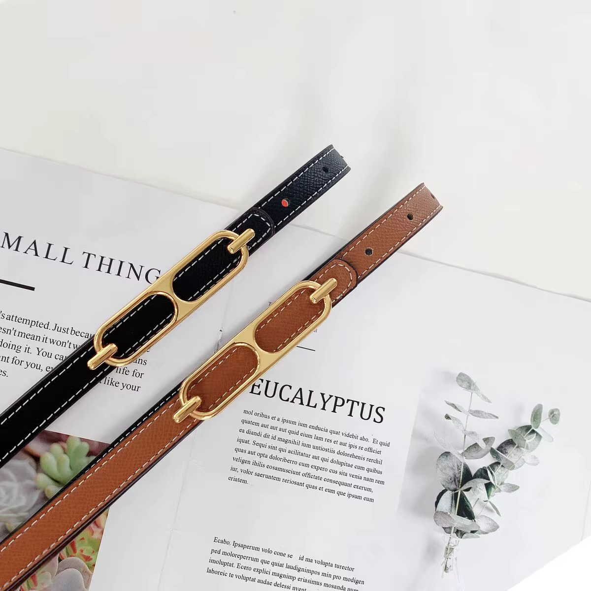 Ceinture fine en cuir véritable pour femme