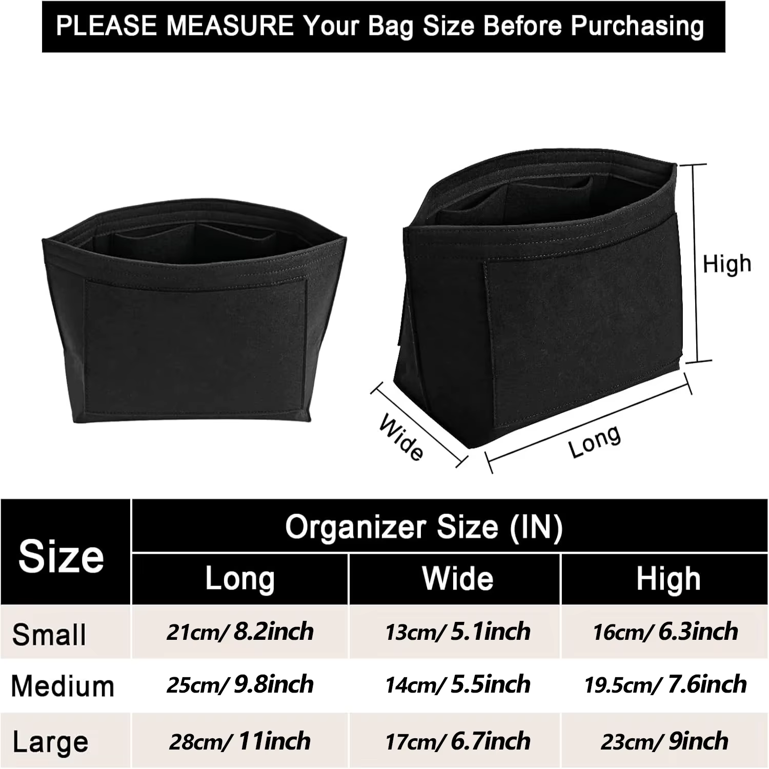 Insert de sac à main en feutre, insert de sac à main Longchamp Le Pliage
