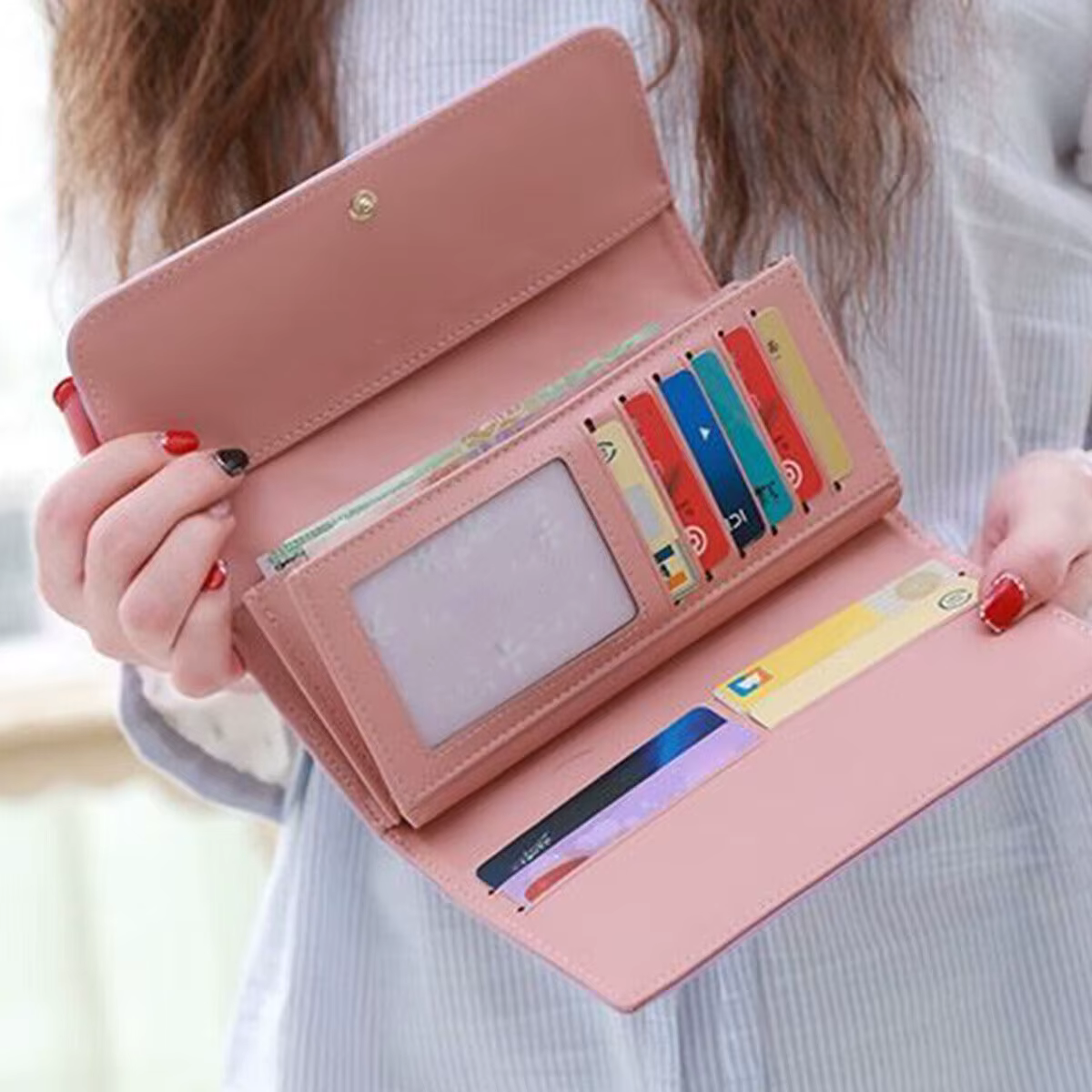 Portefeuilles de poche en cuir PU à carreaux pour femmes