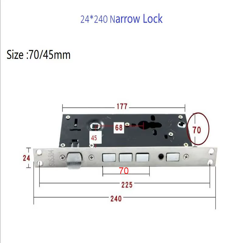 Corps de serrure universel à mortaise étroite pour porte, dimensions 68*45MM 68*50MM, accessoires pour serrures à mortaise