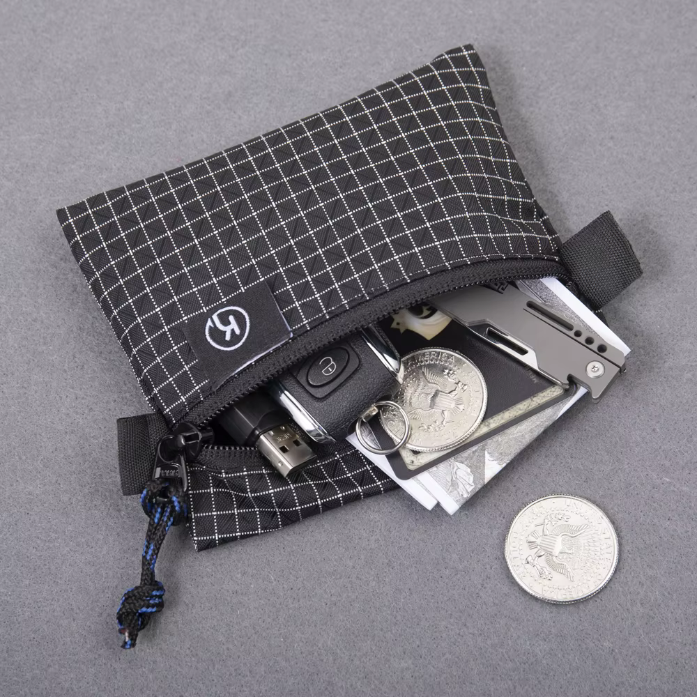 Kosibate Gridstop Portefeuille Porte-monnaie Pochette ultralégère à fermeture éclair avec organisateurs à fermeture éclair YKK pour la randonnée, la randonnée et les voyages