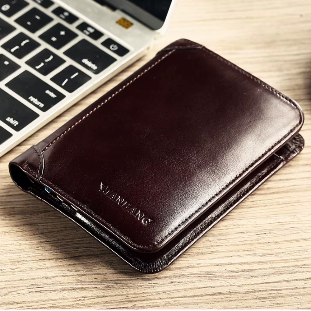 Portefeuille en cuir véritable pour homme