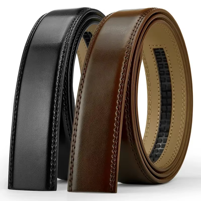 Ceinture sans boucle en cuir véritable pour hommes - 3