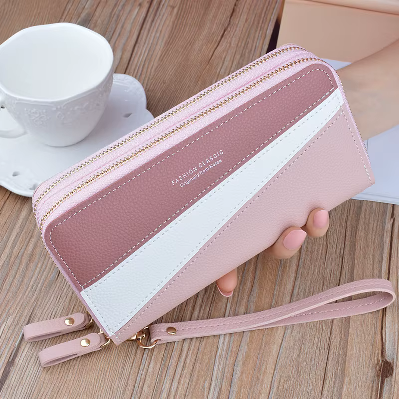 Kawaii – grand portefeuille rose en cuir pour femmes