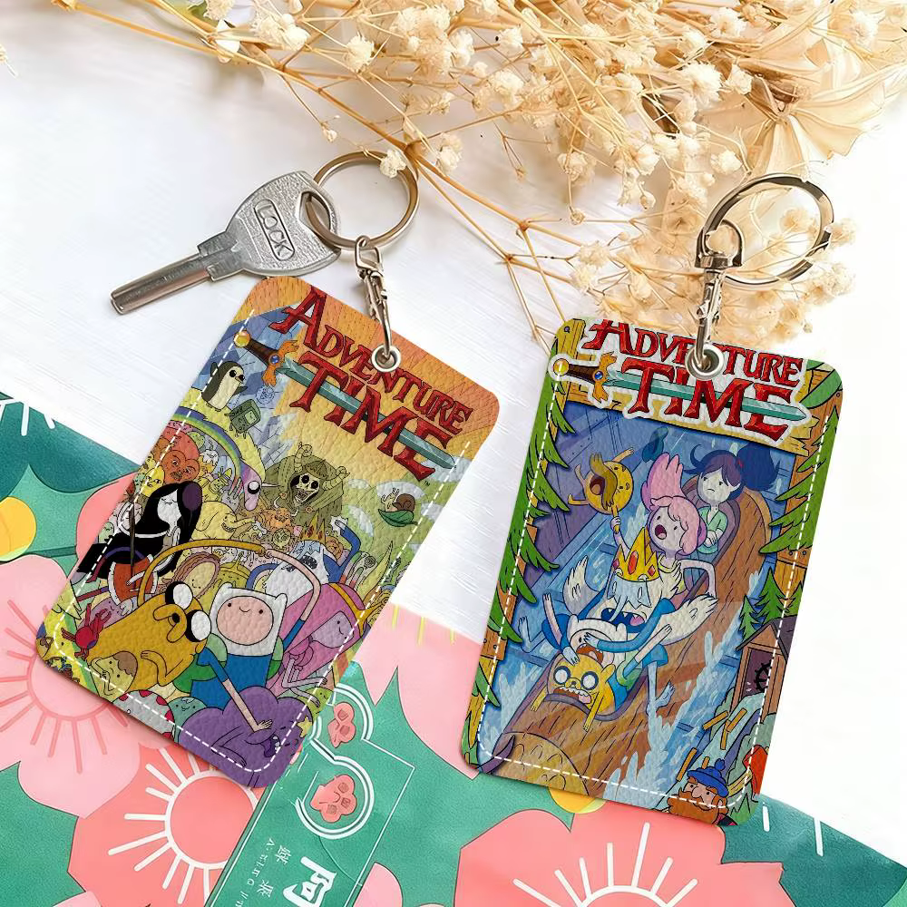 Étui à cartes en cuir élégant avec porte-clés, portefeuille léger pour le transport quotidien, dessin animé, aventure, T-Time, film classique