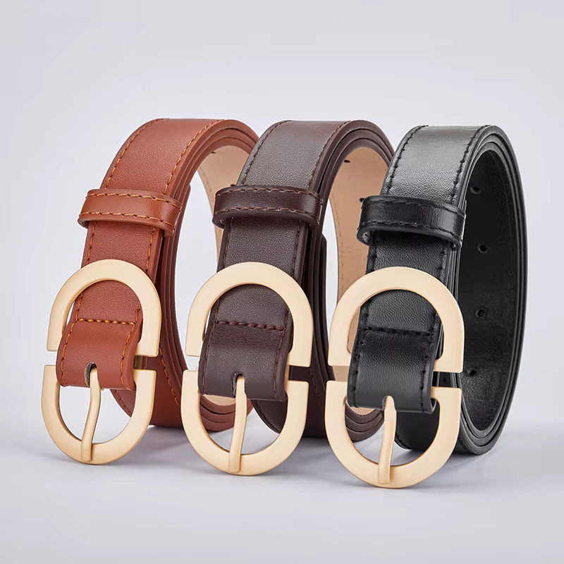Ceinture à boucle en métal Simple pour femmes