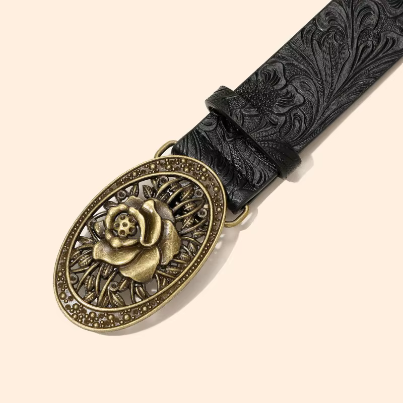 Ceinture en cuir ovale pour femme