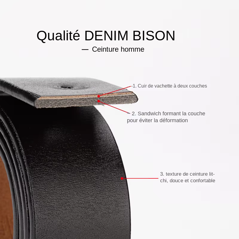 Ceinture en cuir véritable pour hommes