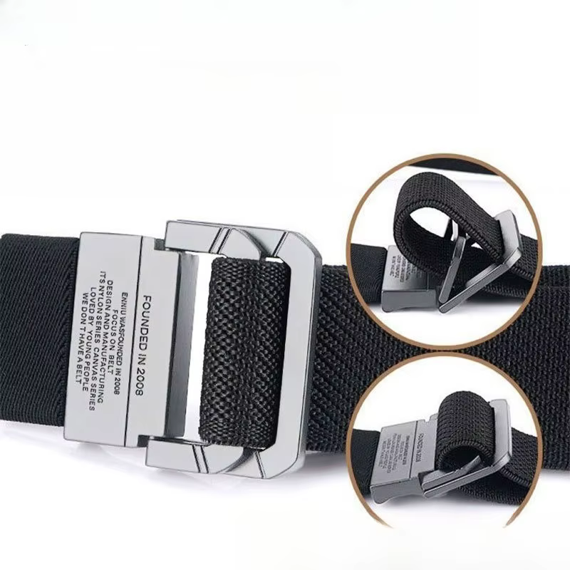Ceinture de sport décontractée pour hommes et femmes – Boucle métallique automatique, sangle en toile et nylon, idéale pour les étudiants et l'extérieur