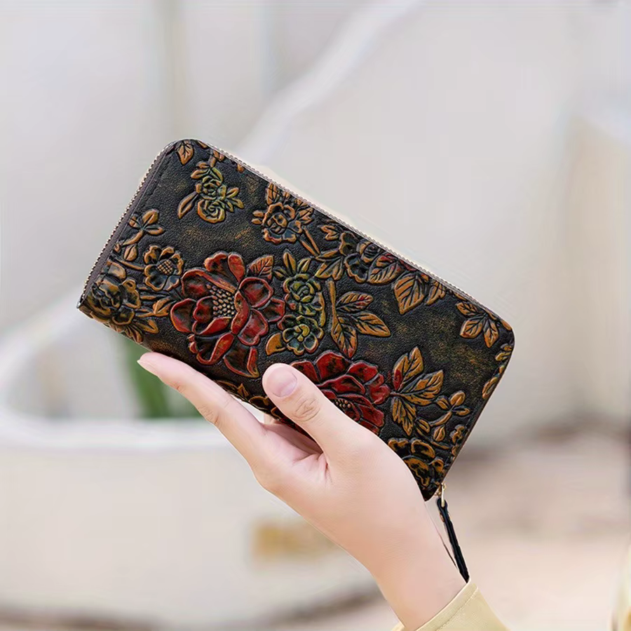 Portefeuille Long de luxe Vintage de styliste, porte-cartes bohème polyvalent, portefeuille multifonctionnel pour dames, étui pour cartes Portable