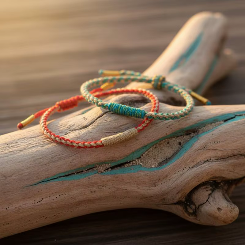 Bracelets porte-bonheur faits main en fil de coton multicolore, ajustables, pour l'amitié et la décoration de fête