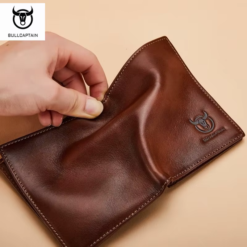 Portefeuille en cuir véritable haut de gamme pour homme