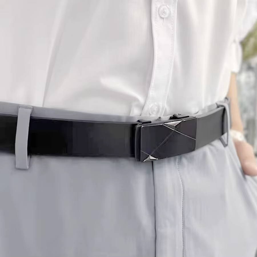 Ceinture noire à boucle automatique pour hommes