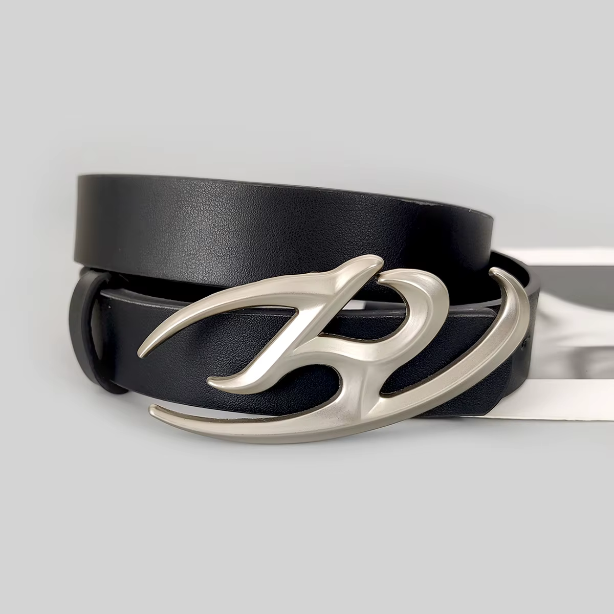 Ceinture en cuir PU noir pour femme
