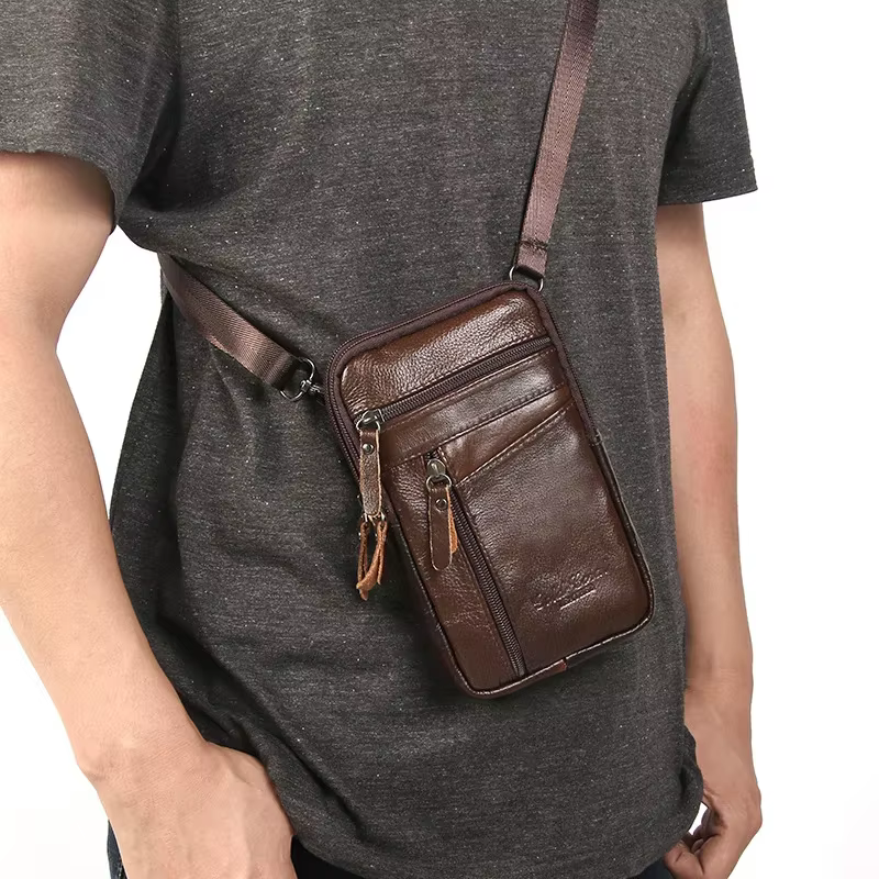 Sac de taille en cuir pour hommes