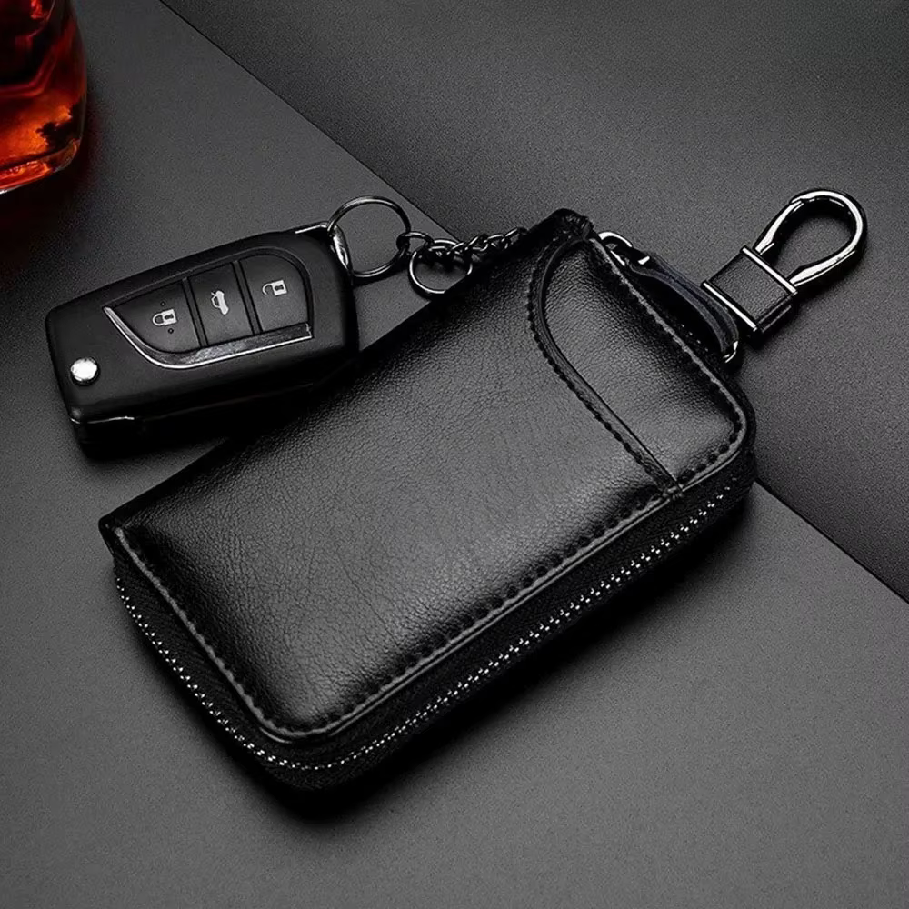 Porte-clés en cuir véritable unisexe