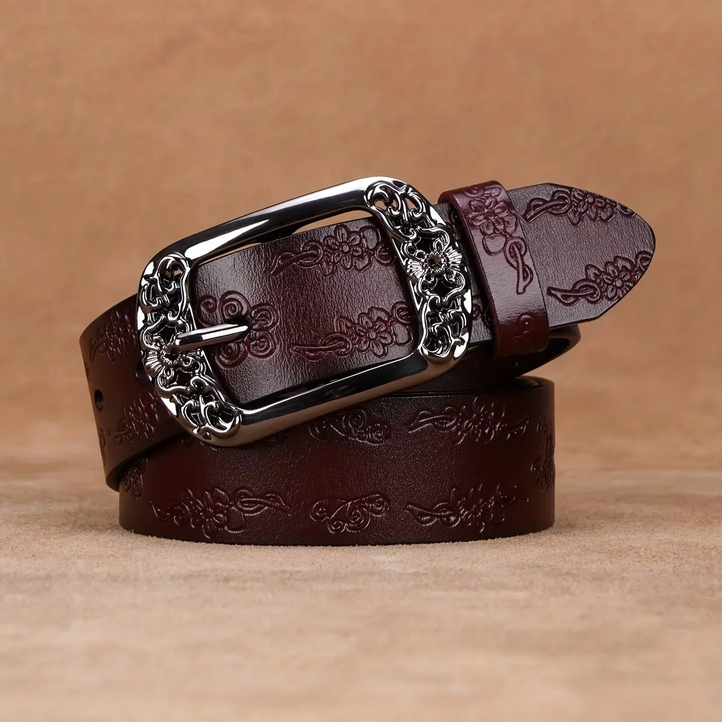 Ceinture vintage pour femme avec gaufrage - design à boucle large