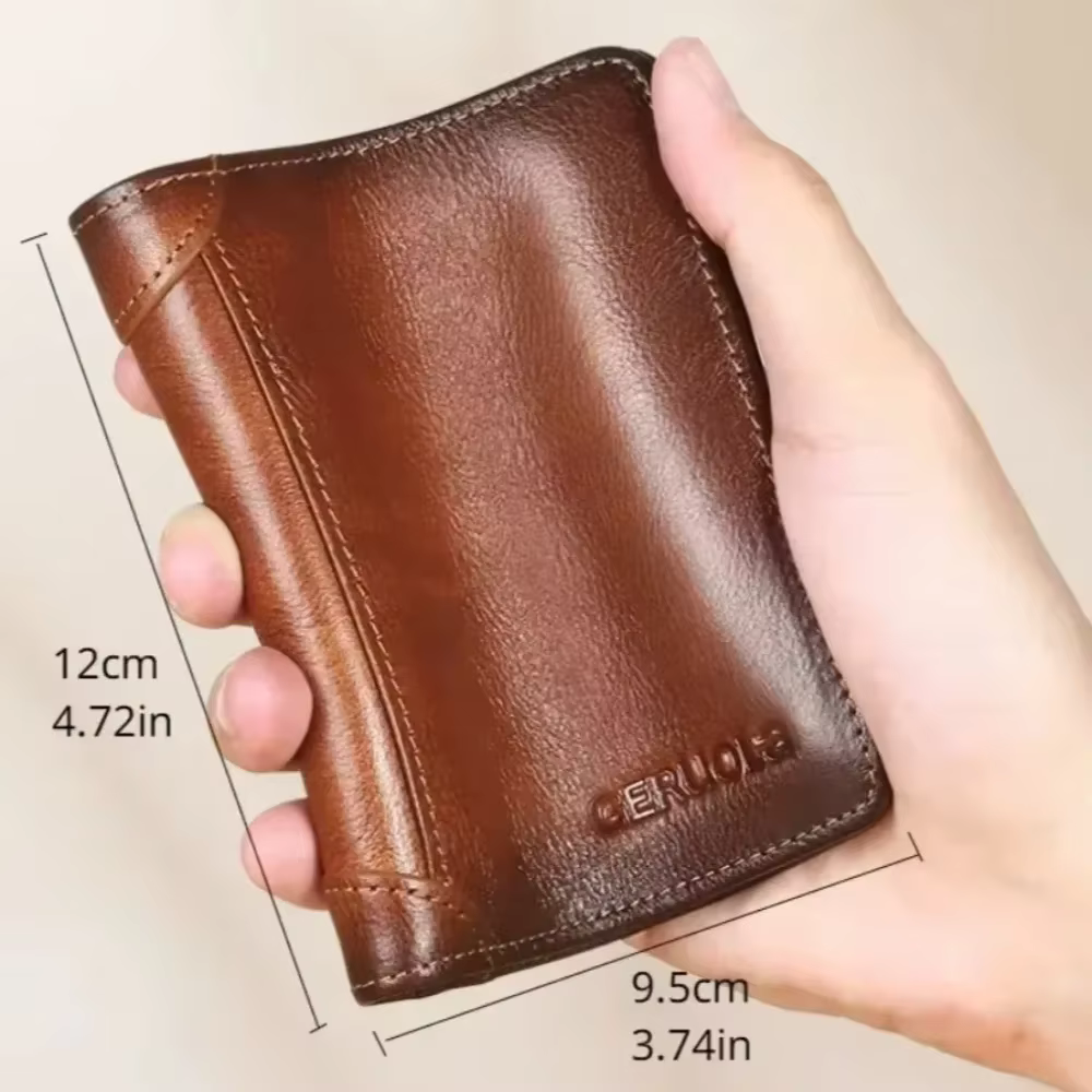 Hommes portefeuille en cuir véritable Rfid blocage à trois volets