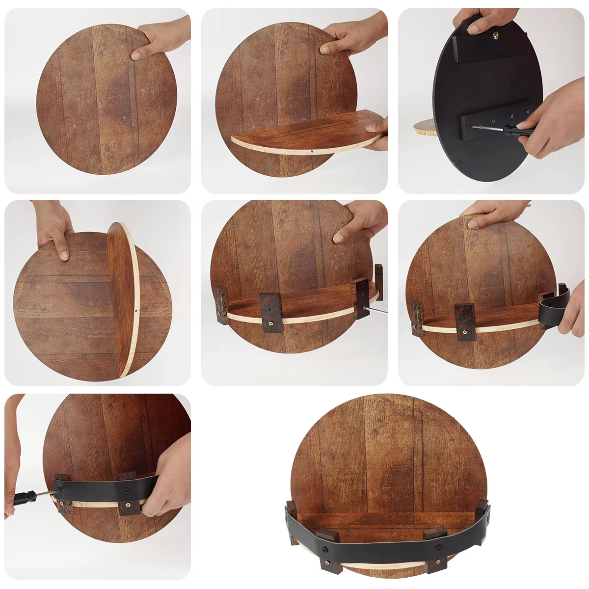 Support mural en bois pour bouteille de vin, étagères murales flottantes pour whisky Vintage, présentoir rond pour verres à vin, pour Bar, armoire de cuisine