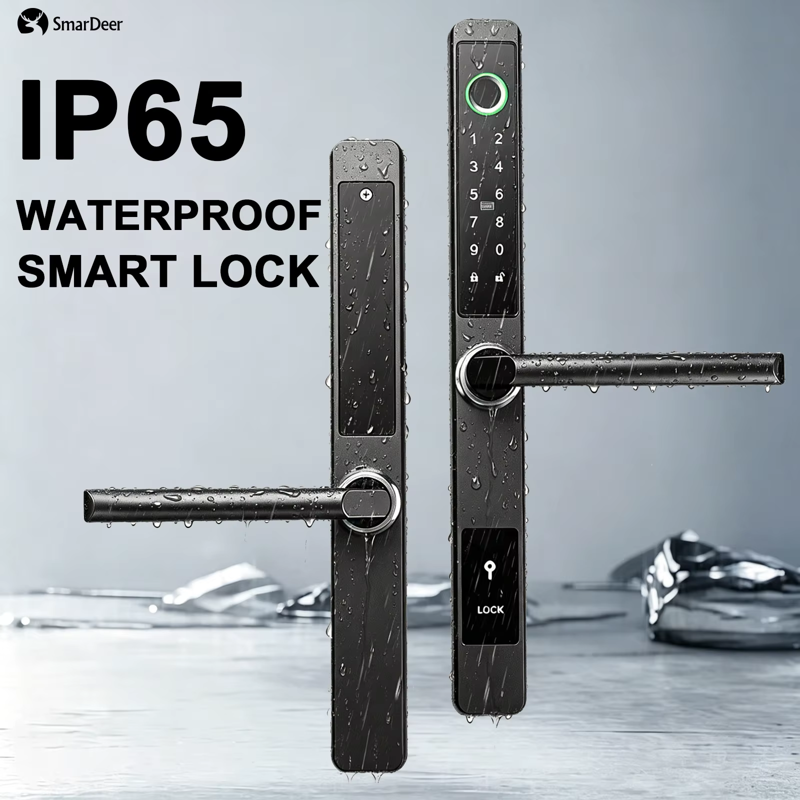 Serrure intelligente pour porte coulissante étanche IP65 SmarDeer, serrure à empreinte digitale pour porte coulissante en aluminium à pont thermique Tuya WiFi