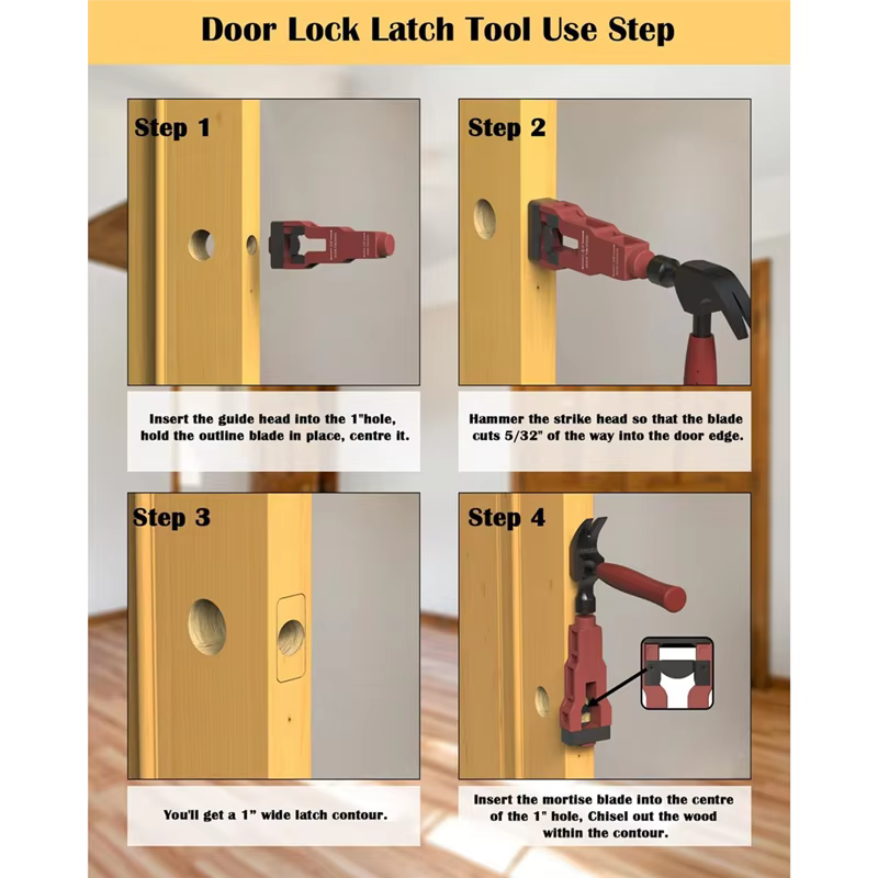Outil de mortaise de loquet de porte B84B, Kit d'installation de loquet de porte, outil de verrouillage de porte à utiliser avec