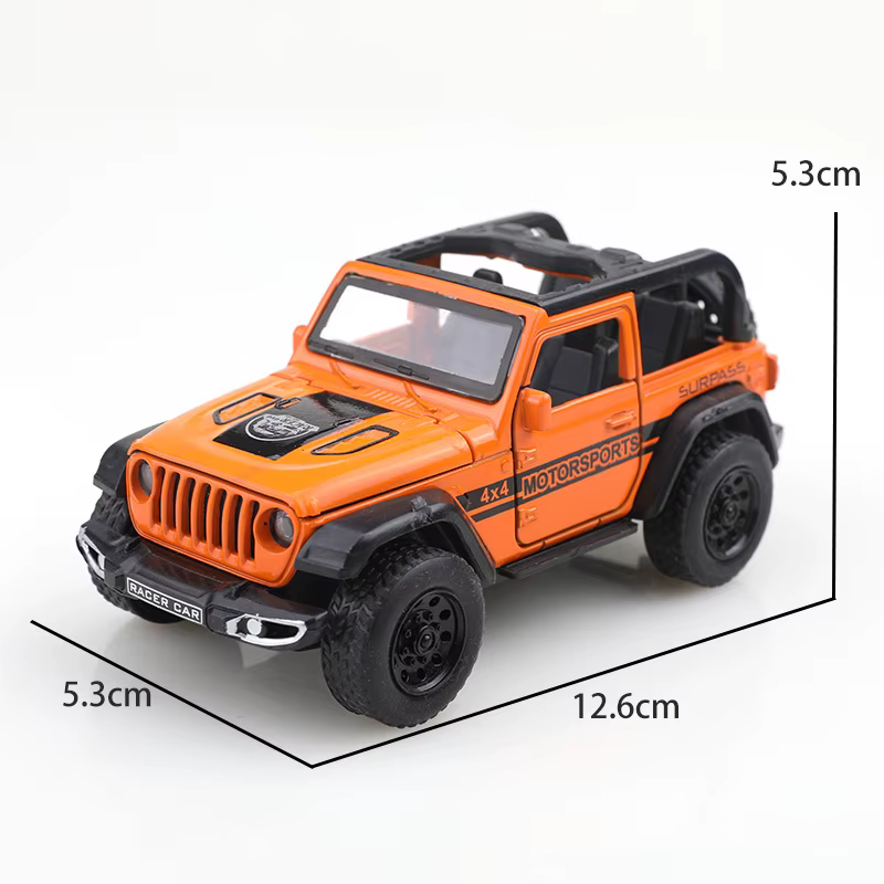 (Vendu en sachet) Véhicule tout-terrain Wrangler convertible 1/36, en métal moulé sous pression, jouet pour garçon, quatre portes ouvrables, fonction de recul
